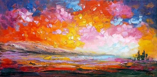 Abstract Landscape Paintings, Original Oil Painting, Custom Canvas Painting, Oil Painting for Sale-Silvia Home Craft