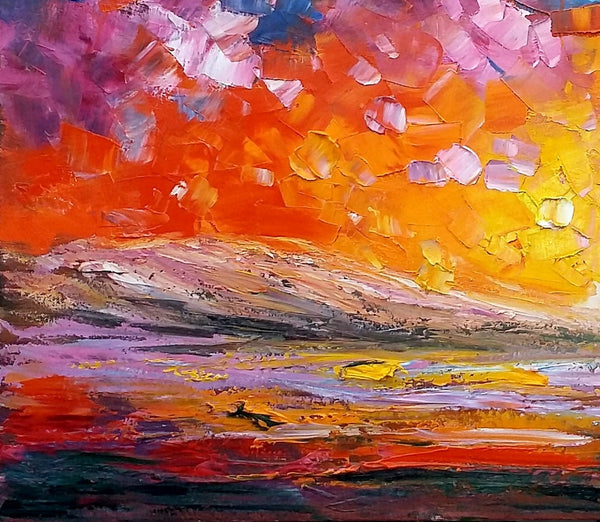 Abstract Landscape Paintings, Original Oil Painting, Custom Canvas Painting, Oil Painting for Sale-Silvia Home Craft