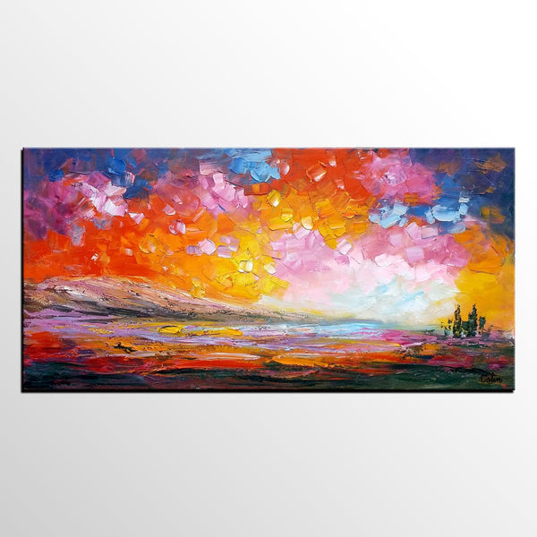 Abstract Landscape Paintings, Original Oil Painting, Custom Canvas Painting, Oil Painting for Sale