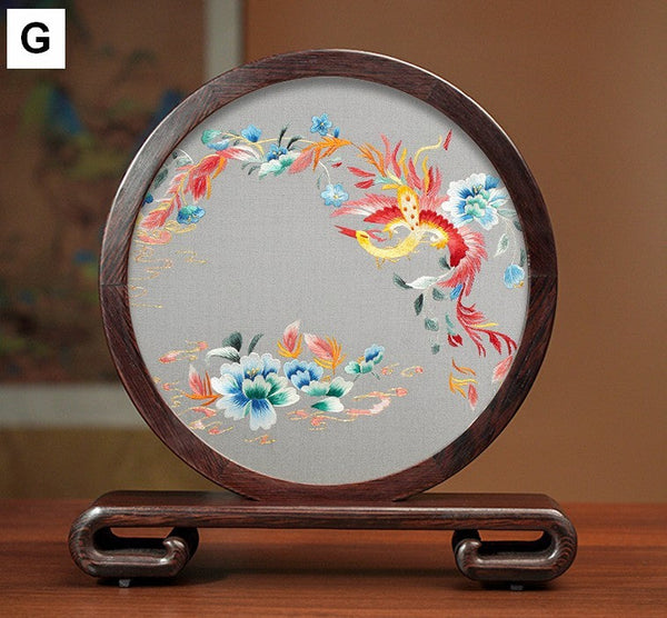 Exclusive Business Presents, Flower and Birds Silk Embroidery Ornaments, Creative Birthday Gift, Premium Souvenir, Traditional Chinese Suzhou Silk Embroidery-Silvia Home Craft