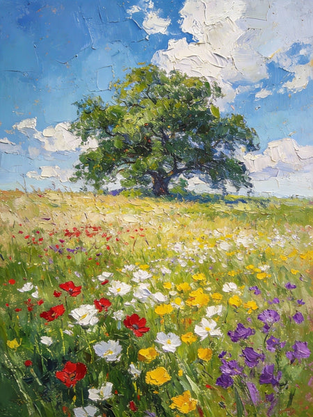 Summer Meadow, Wildflowers in the Open Air, Original Artwork Small Paintings, Heavy Texture Wall Art Paintings, On Canvas Small Paintings, Hand Painted Canvas Art-Silvia Home Craft