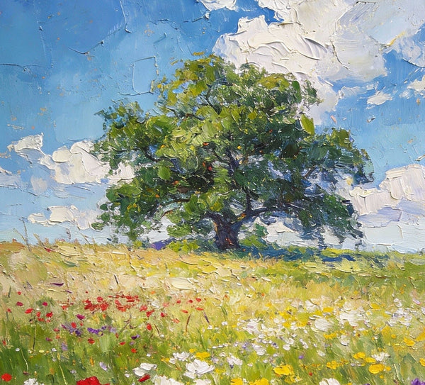 Summer Meadow, Wildflowers in the Open Air, Original Artwork Small Paintings, Heavy Texture Wall Art Paintings, On Canvas Small Paintings, Hand Painted Canvas Art-Silvia Home Craft