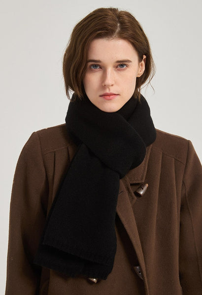 Winter Wool Scarf, Casual Scarf for Women, Birthday Gift for Girl, Modern Wool Scarf for Women, Black Soft Cashmere Scarf for Women, Cold Weather Scarves-Silvia Home Craft