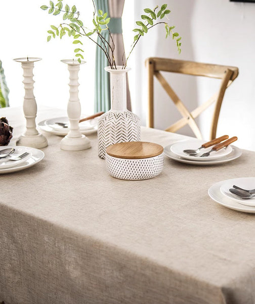 Cotton and Linen Tablecloth for Home Decoration, Large Rectangle Table Cover for Dining Room Table, Modern Table Cloth, Square Tablecloth for Round Table-Silvia Home Craft