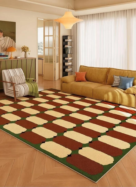 Geometric Modern Rugs, Mid Century Contemporary Rugs, Modern Living Room Rug Ideas, Colorful Area Rugs for Dining Room-Silvia Home Craft