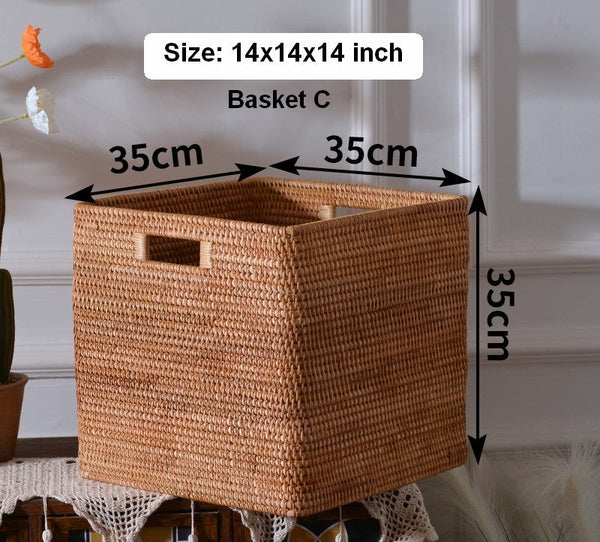 Storage Basket for Shelves, Large Rectangular Storage Basket, Storage Baskets for Kitchen, Woven Storage Basket for Living Room-Silvia Home Craft