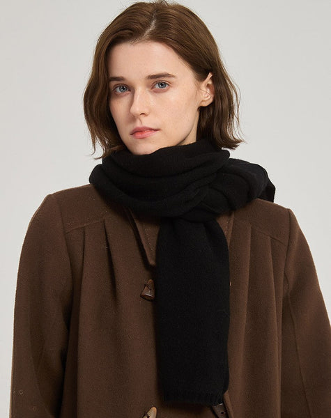 Winter Wool Scarf, Casual Scarf for Women, Birthday Gift for Girl, Modern Wool Scarf for Women, Black Soft Cashmere Scarf for Women, Cold Weather Scarves-Silvia Home Craft