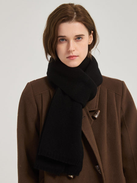 Winter Wool Scarf, Casual Scarf for Women, Birthday Gift for Girl, Modern Wool Scarf for Women, Black Soft Cashmere Scarf for Women, Cold Weather Scarves-Silvia Home Craft