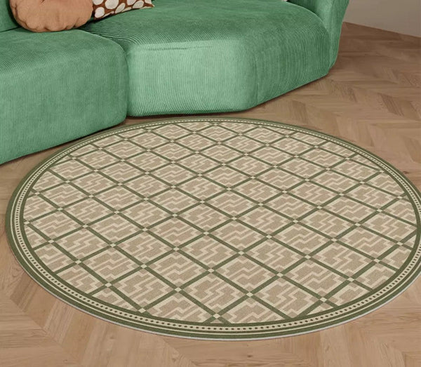 Contemporary Modern Rug for Living Room, Circular Modern Rugs under Chairs, Geometric Round Rugs for Dining Room, Bedroom Abstract Modern Rugs-Silvia Home Craft
