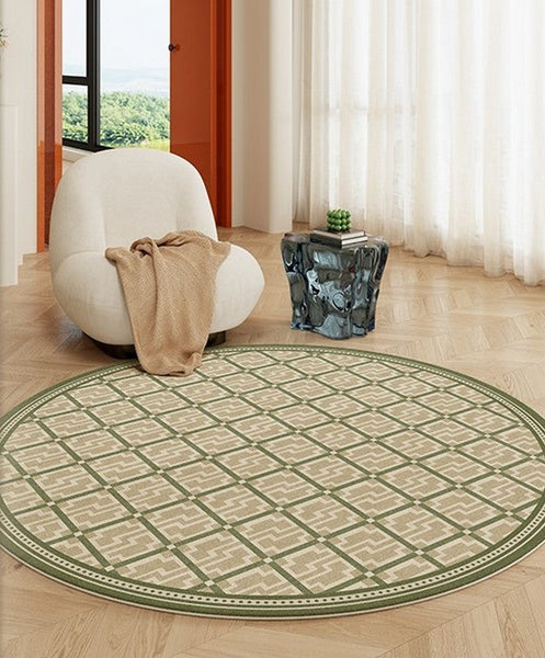 Contemporary Modern Rug for Living Room, Circular Modern Rugs under Chairs, Geometric Round Rugs for Dining Room, Bedroom Abstract Modern Rugs-Silvia Home Craft