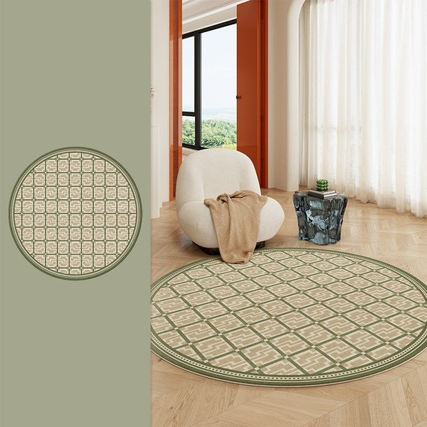 Contemporary Modern Rug for Living Room, Circular Modern Rugs under Chairs, Geometric Round Rugs for Dining Room, Bedroom Abstract Modern Rugs-Silvia Home Craft