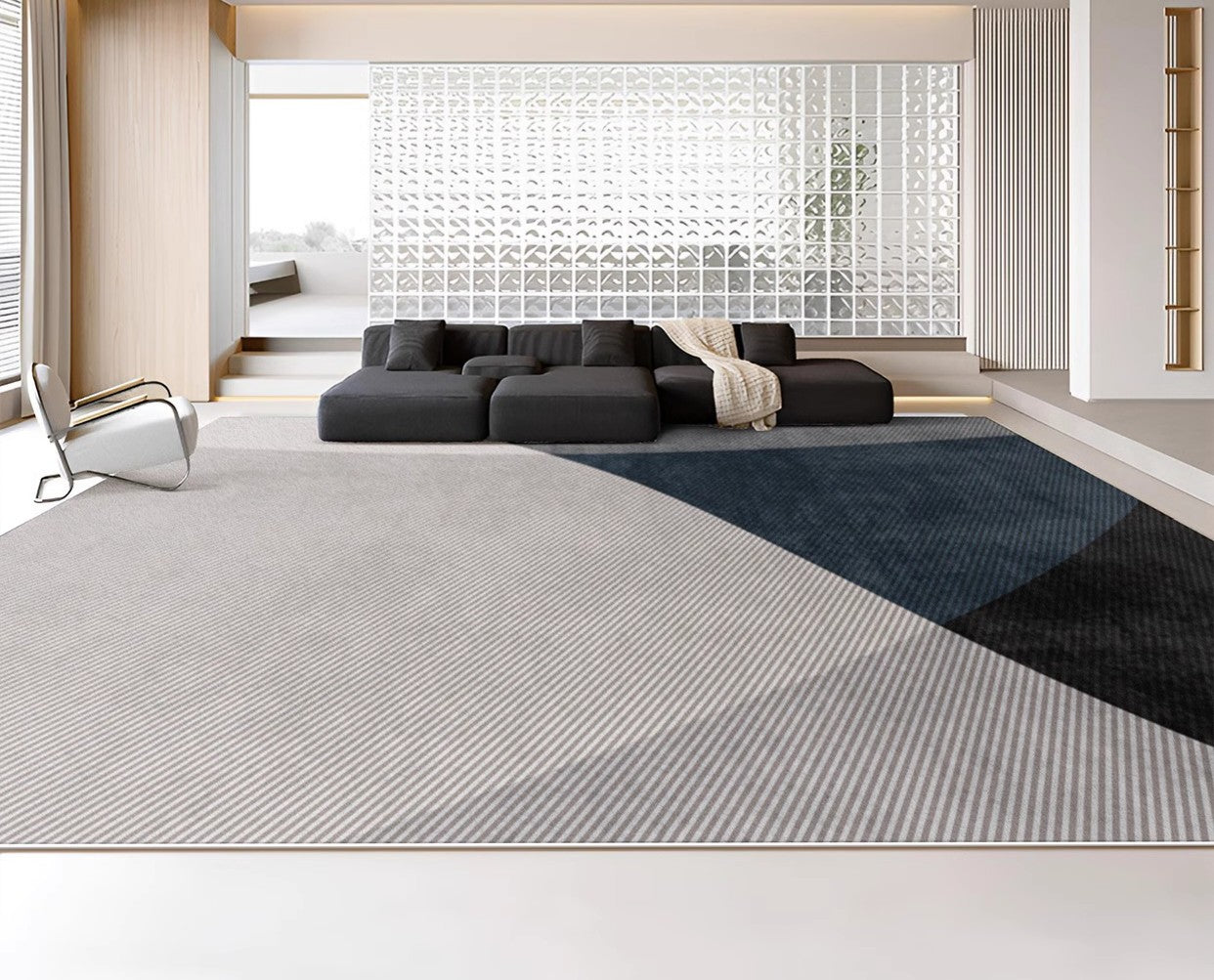 Modern Rugs for Living Room, Contemporary Rugs for Dining Room, Blue Contemporary Modern Rugs, Geometric Contemporary Rugs Next to Bed-Silvia Home Craft