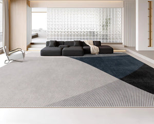 Modern Rugs for Living Room, Contemporary Rugs for Dining Room, Blue Contemporary Modern Rugs, Geometric Contemporary Rugs Next to Bed-Silvia Home Craft