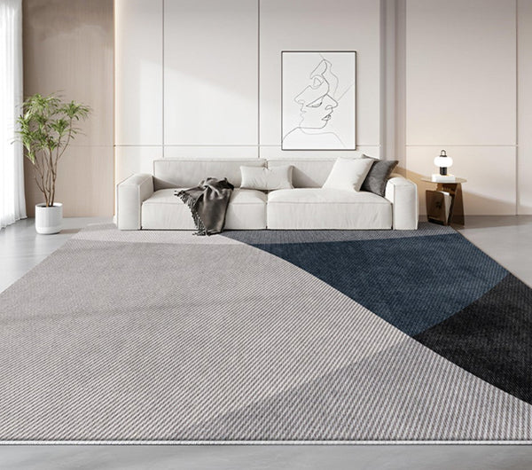 Modern Rugs for Living Room, Contemporary Rugs for Dining Room, Blue Contemporary Modern Rugs, Geometric Contemporary Rugs Next to Bed-Silvia Home Craft