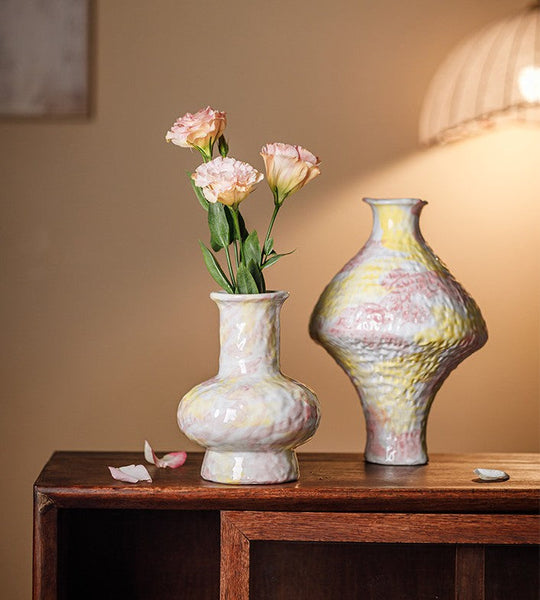 Modern Bouquet Flower Vases, Handmade Water Holding Flower Vases, Centerpiece on Dining Table, Large Flower Vase on Table, Pottery Flower Vases-Silvia Home Craft