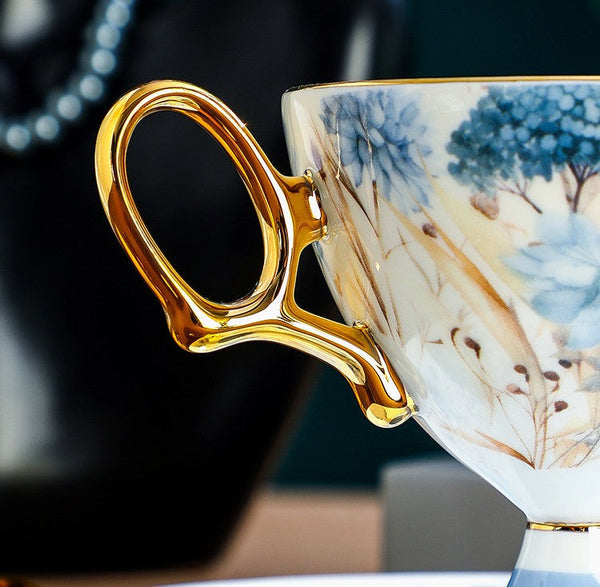 Elegant Ceramic Coffee Cup with Saucer, British Tea Cup set, Ceramic Tea Cup and Saucer Set in Gift Box, Porcelain Tea Cup Set and Saucer Set-Silvia Home Craft