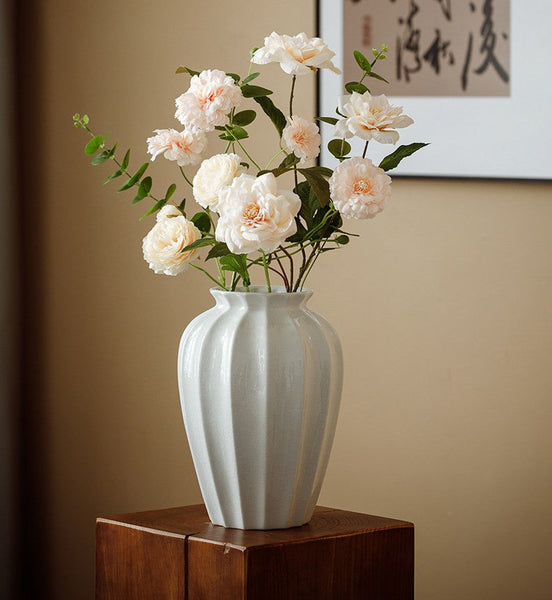 Large Flower Vases on Table, Centerpiece Ceramic Bud Vases, Porcelain Flower Vases, Handmade Water Holding Flower Vase-Silvia Home Craft