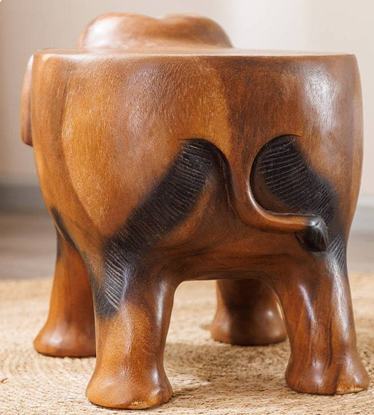 Handmade Solid Wood low Stool, Elephant Wooden Stool, Elephant Sofa Stool, Dining Table Stool, Creative Shoe-changing Stool-Silvia Home Craft
