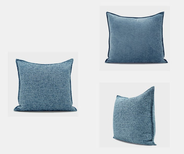 Large Modern Square Throw Pillows for Couch, Blue Modern Sofa Pillow, Blue Decorative Pillow, Simple Throw Pillow for Interior Design-Silvia Home Craft