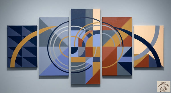 Large Modern Paintings for Bedroom, Geometric Contemporary Art, Abstract Acrylic Paintings, Hand Painted Canvas Art-Silvia Home Craft