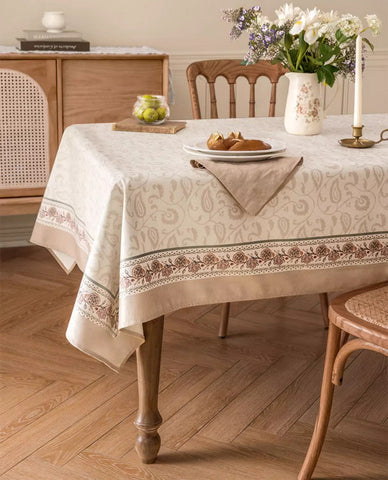 Kitchen Table Cover, Flower Tablecloth for Round Table, Elegant Table Cover for Dining Room Table, Modern Rectangle Tablecloth for Oval Table-Silvia Home Craft
