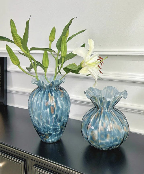 Centerpiece Vases on Table, Handmade Liuli Vases, Color Glaze Vase, Modern Glass Bud Vases, Contemporary Vases for Modern Home Decor-Silvia Home Craft