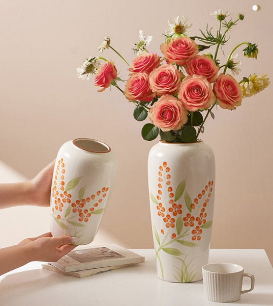 Dining Table Centerpiece, Ceramic Bouquet Vases, Porcelain Flower Vases, Large Flower Vases on Table, Handmade Water Holding Flower Vase-Silvia Home Craft