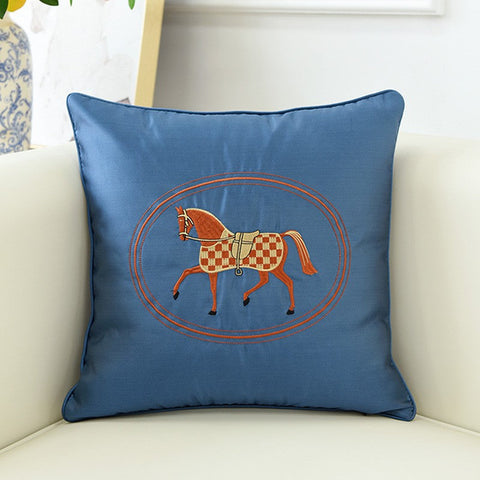 Decorative Throw Pillows for Couch, Modern Sofa Decorative Pillows, Embroider Horse Pillow Covers, Horse Modern Decorative Throw Pillows-Silvia Home Craft