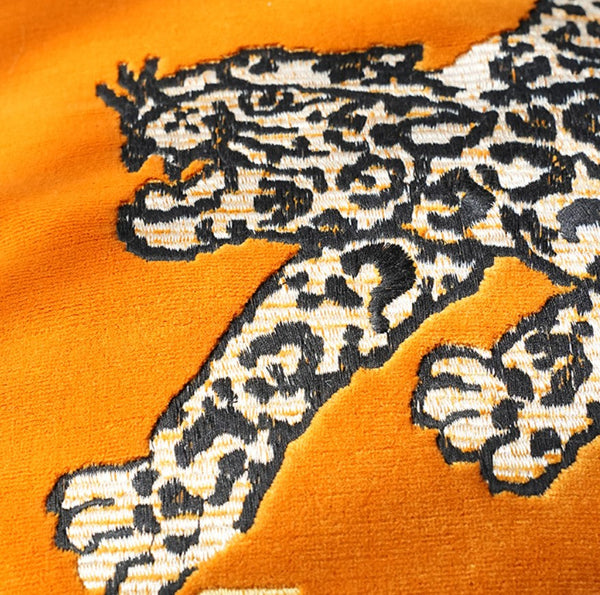 Contemporary Modern Sofa Pillows, Yellow Embroidery Tiger Pattern Pillows for Couch, Decorative Throw Pillows for Bedroom, Large Modern Sofa Pillow for Living Room-Silvia Home Craft