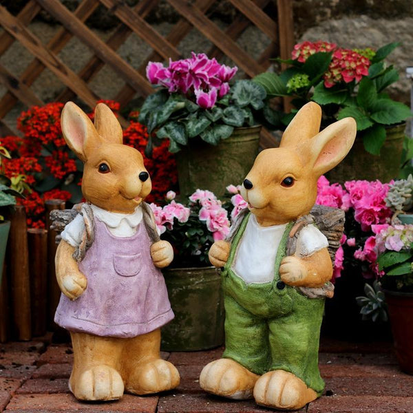 Garden Animal Statues, Large Garden Statues, Large Rabbit Statue for Garden, Bunny Flower Pot, Garden Ornament, Gardening Decoration Ideas-Silvia Home Craft