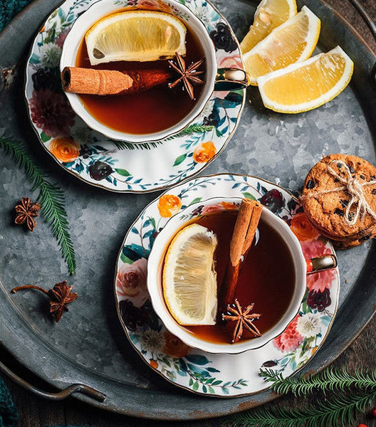 Elegant Ceramic Coffee Cups, Beautiful British Tea Cups, Creative Porcelain Tea Cup Saucer Set, 6.8 oz Tea Cup and Saucer in Gift Box-Silvia Home Craft