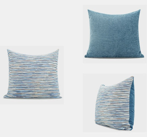 Abstract Blue Modern Sofa Pillows, Large Decorative Throw Pillows, Contemporary Square Modern Throw Pillows for Couch, Simple Throw Pillow for Interior Design-Silvia Home Craft