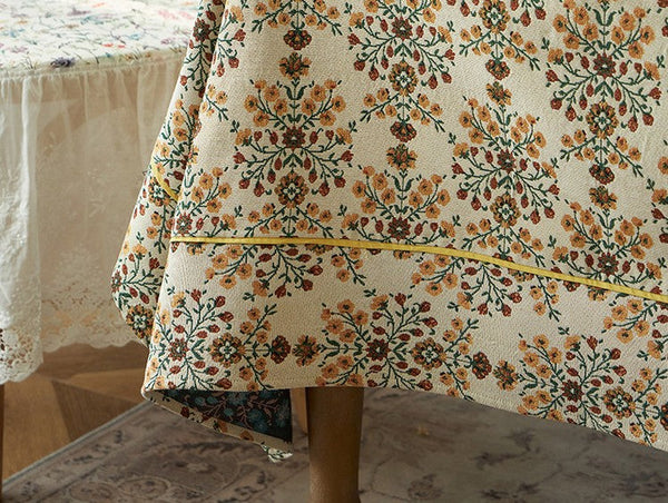 Spring Flower Pattern Tablecloth for Home Decoration, Extra Large Rectangle Tablecloth for Dining Room Table, Large Square Tablecloth for Round Table-Silvia Home Craft