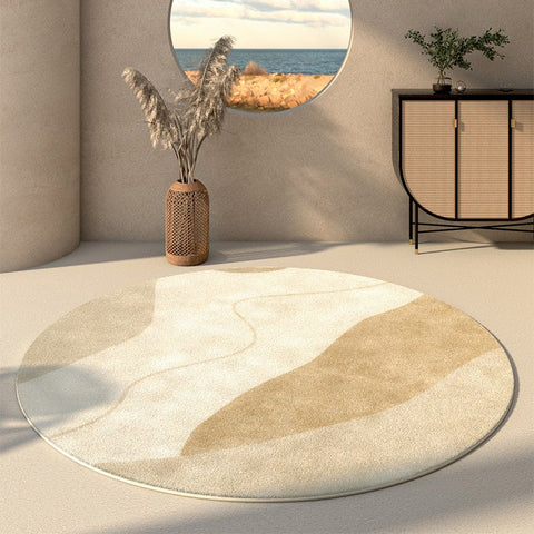 Contemporary Round Rugs Under Bed, Modern Round Carpets for Dining Room, Contemporary Round Rugs for Living Room, Hallway Floor Carpets-Silvia Home Craft