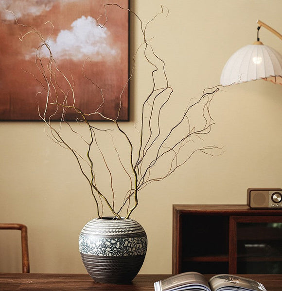 Large Pottery Flower Vases Urn, Centerpiece on Dining Table, Flower Vase on Table, Handmade Water Holding Flower Vases, Modern Bouquet Vases-Silvia Home Craft