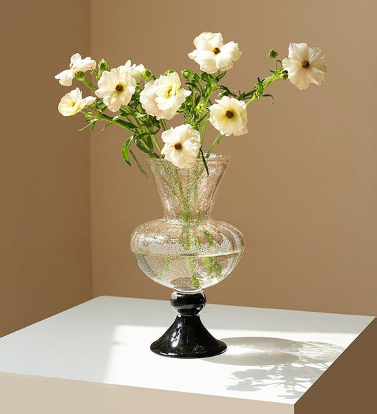 Mid Century Vases for Flowers, Contemporary Glass Vases, Handmade Modern Vases for Living Room, Unique Decorative Glass Vase, Centerpiece Vases on Table-Silvia Home Craft