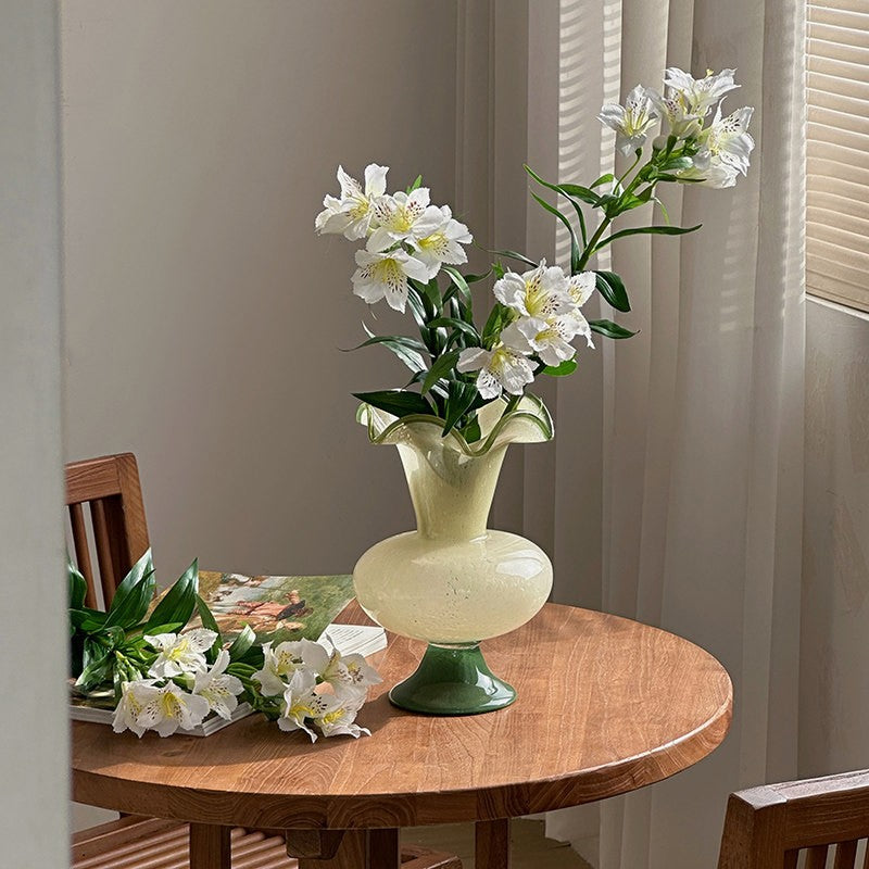 Bouquet Flower Vase Vintage Glass Flower Vases, Antique Style Crystal Vase, Elegant Floral Holder