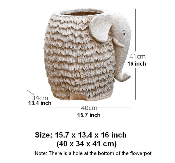 Large Elephant Flowerpot, Resin Statue for Garden, Modern Animal Statue for Garden Ornaments, Villa Outdoor Decor Gardening Ideas-Silvia Home Craft