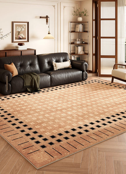 Modern Rug for Living Room, Brown Modern Carpets for Office, Geometric Contemporary Rugs for Dining Room, Bedroom Floor Carpets-Silvia Home Craft