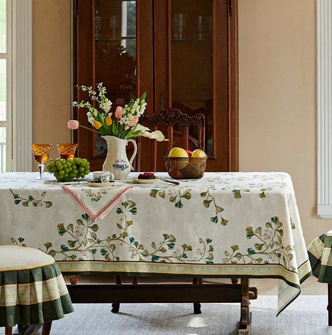 Ginkgo Leaves Table Covers, Square Tablecloth for Kitchen, Extra Large Modern Rectangular Tablecloth for Dining Room Table, Large Tablecloth for Round Table-Silvia Home Craft