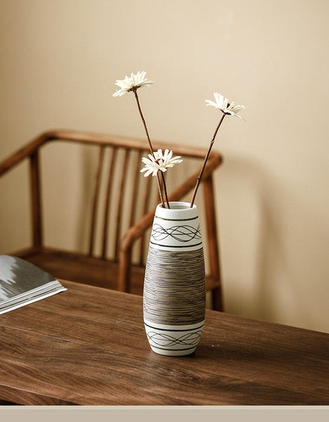 Centerpiece on Dining Table, Handmade Pottery Flower Vases Urn, Large Flower Vase on Table, Modern Bouquet Flower Vases, Water Holding Flower Vases-Silvia Home Craft