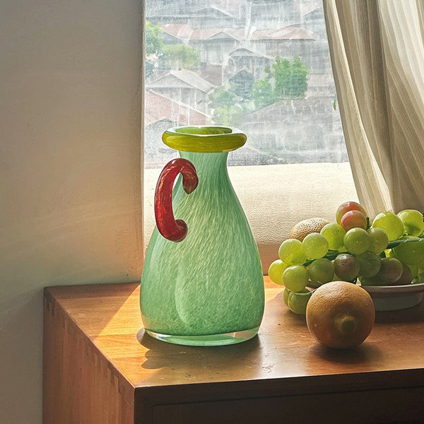 Small Flower Vase, Modern Glass Flower Vases, Handmade Glass Bud Vases, Water Holding Flower Vases, Flower Vases on Table-Silvia Home Craft