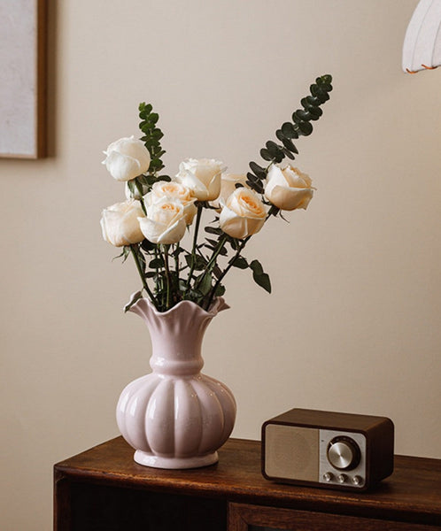 Handmade Water Holding Flower Vase, Ceramic Bud Vases, Small Flower Vases on Table, Rustic Porcelain Flower Vases-Silvia Home Craft