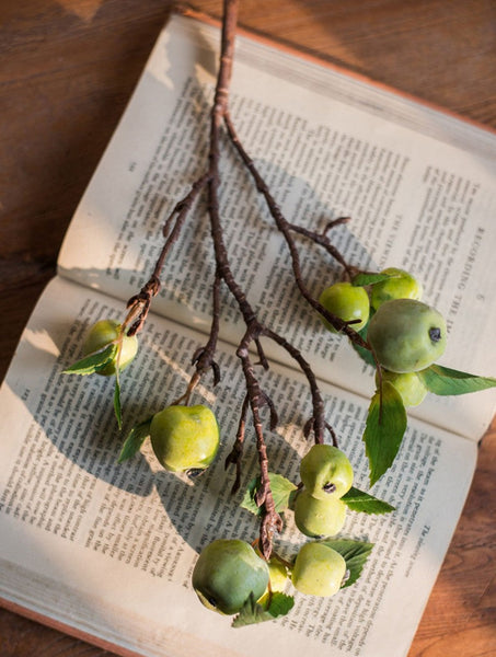 Green Apple Branch, Fruit Branch, Table Centerpiece, Beautiful Modern Flower Arrangement Ideas for Home Decoration, Simple Artificial Floral for Dining Room-Silvia Home Craft