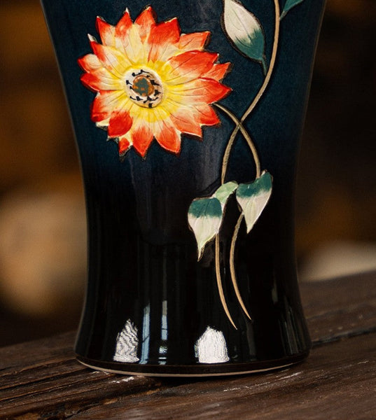 Ceramic Bouquet Vases, Sunflower Vases on Table, Porcelain Flower Vases, Dining Table Centerpiece, Handmade Water Holding Flower Vase-Silvia Home Craft