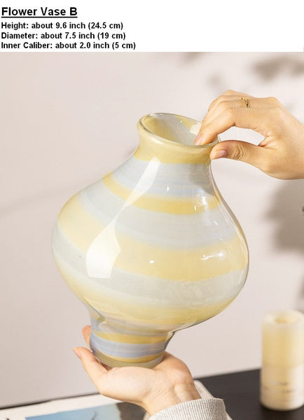 Modern Glass Bud Vases, Centerpiece Vases on Table, Handmade Liuli Vases, Color Glaze Vase, Contemporary Vases for Modern Home Decor-Silvia Home Craft