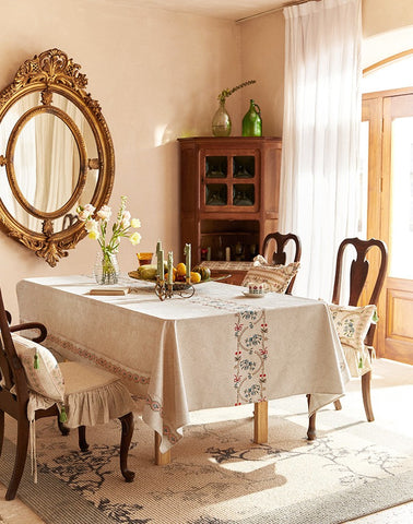 Spring Flower Table Covers for Round Table, Large Modern Rectangle Tablecloth for Dining Table, Farmhouse Table Cloth for Oval Table, Square Tablecloth for Kitchen-Silvia Home Craft