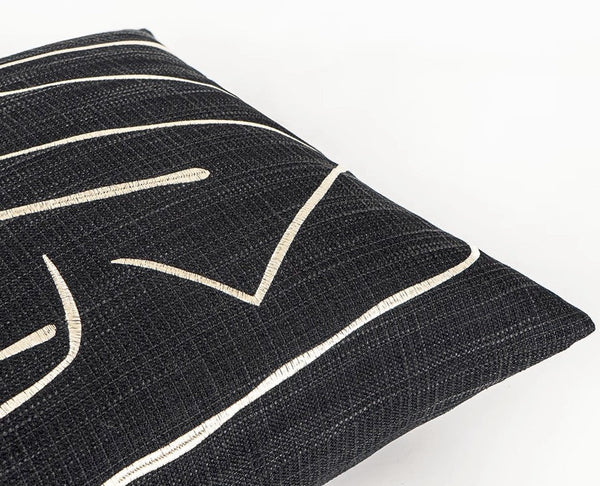 Geometric Square Modern Throw Pillows for Couch, Abstract Black Decorative Throw Pillows, Large Contemporary Throw Pillow for Interior Design-Silvia Home Craft