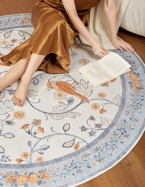 Dining Room Contemporary Round Rugs, Bedroom Modern Round Rugs, Modern Rug Ideas for Living Room, Circular Modern Rugs under Chairs-Silvia Home Craft