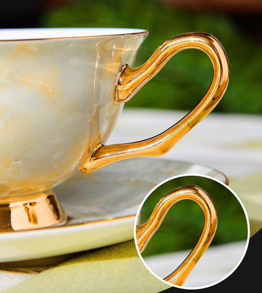 Elegant Ceramic Coffee Cups, Unique Tea Cups and Saucers in Gift Box as Birthday Gift, Beautiful British Tea Cups, Royal Bone China Porcelain Tea Cup Set-Silvia Home Craft